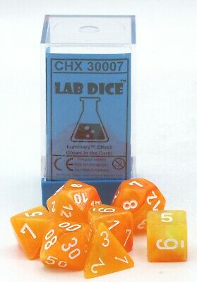 Chessex Lab Dice Festive Flare/White 7ct Polyhedral Set (30007) Dice Chessex   