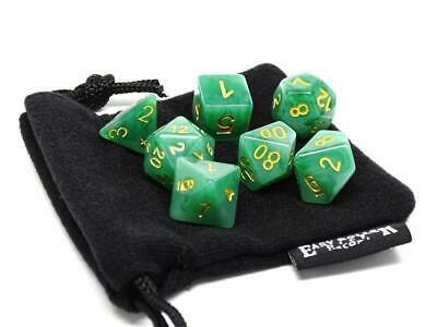 Easy Roller Opaque Green/Gold 7ct Polyhedral Set with Bag Dice Easy Roller Dice