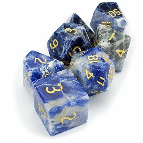 Sodalite Semi-Precious Gemstone 7ct Polyhedral Dice Set Dice Other