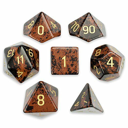 Mahogany Obsidian Semi-Precious Gemstone 7ct Polyhedral Dice Set Dice Other