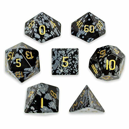 Snowflake Obisdian Semi-Precious Gemstone 7ct Polyhedral Dice Set Dice Other