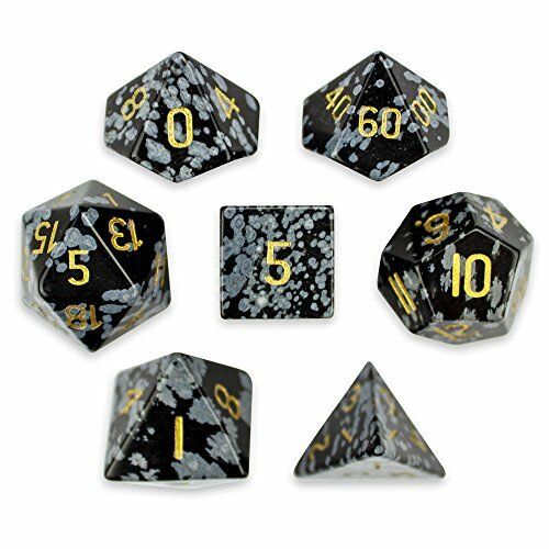 Snowflake Obisdian Semi-Precious Gemstone 7ct Polyhedral Dice Set Home page Other   