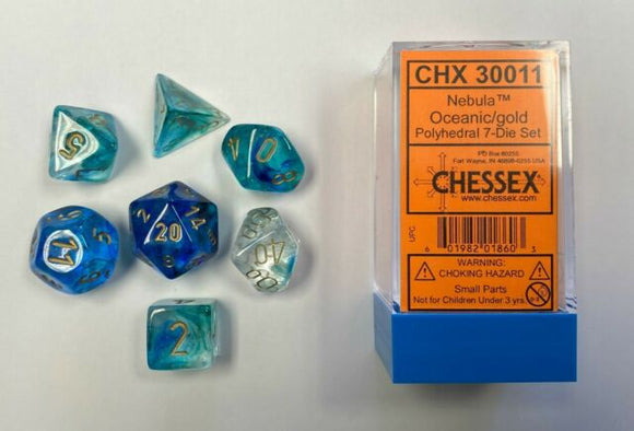 Chessex Lab Luminary Nebula Oceanic/Gold 7ct Polyhedral Set (30011) Dice Chessex   