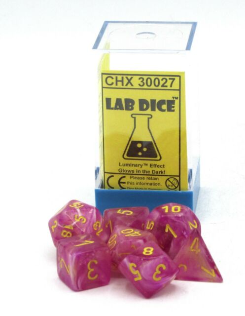 Chessex Lab Luminary Leaf Fuschia/Yellow 7ct Polyhedral Set (30027) Dice Chessex   