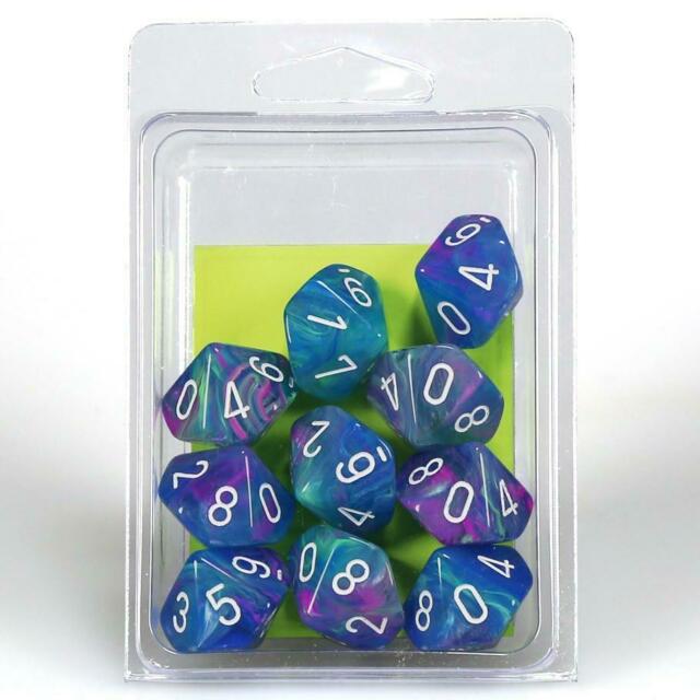 Chessex Festive Waterlily/White 10ct D10 Set (27346) Dice Chessex   