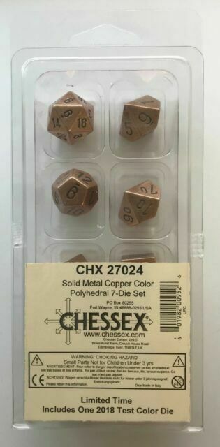 Chessex Solid Metal Copper 7ct Polyhedral Set (27024) Dice Chessex   
