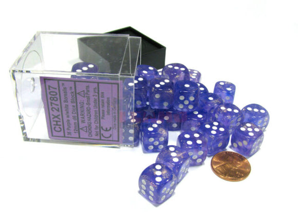 Chessex 12mm Borealis Purple/White 36ct D6 Set (27807) Dice Chessex   