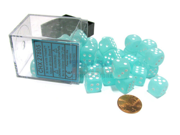 Chessex 12mm Frosted Teal/White 36ct D6 Set (27805) Dice Chessex   