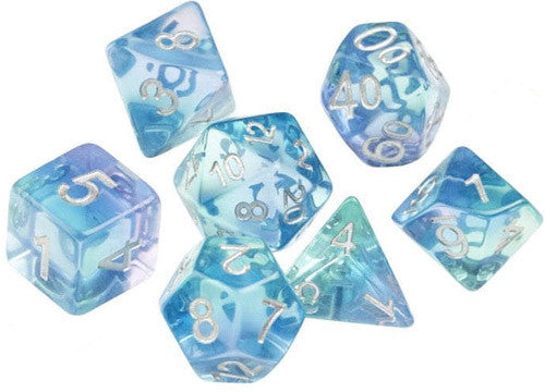 Sirius Dice Emerald Water/Silver 7ct Polyhedral Set Dice Sirius Dice   