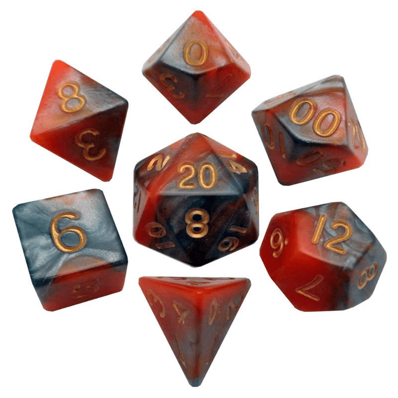 Metallic Dice Games Orange-Brown/Gold 7ct Polyhedral Dice Set Dice FanRoll by Metallic Dice Games