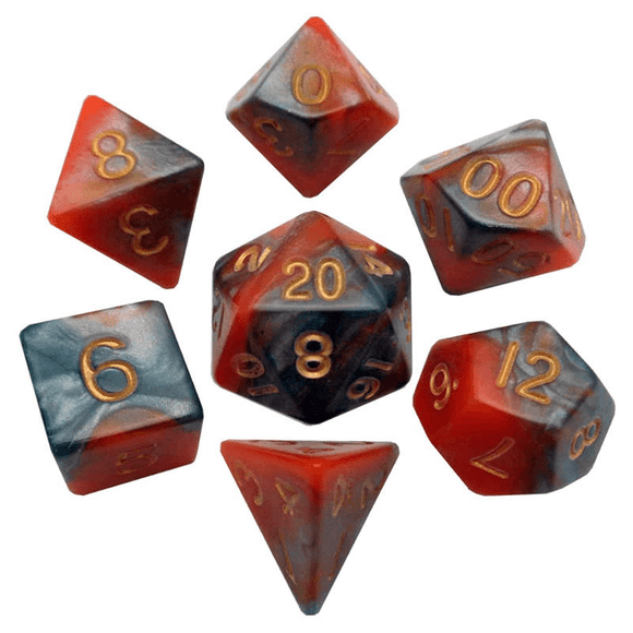 Metallic Dice Games Orange-Brown/Gold 7ct Polyhedral Dice Set  FanRoll   