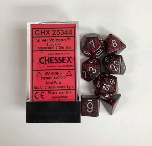 Chessex Speckled Silver Volcano 7ct Polyhedral Set (25344) Dice Chessex   