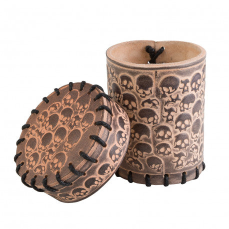 Q-Workshop Skull Beige Leather Dice Cup Dice Q Workshop