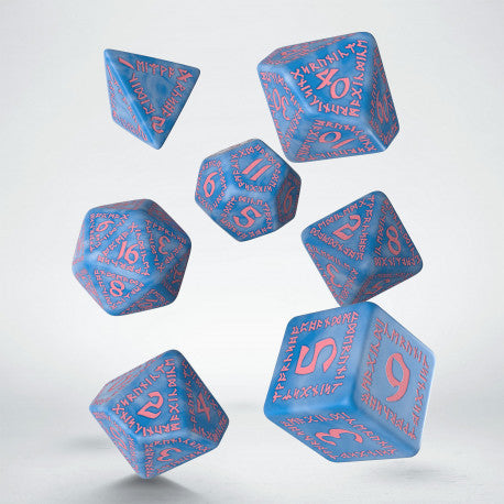 Q-Workshop Runic Glacier/Pink 7ct Polyhedral Dice Set Dice Q Workshop   