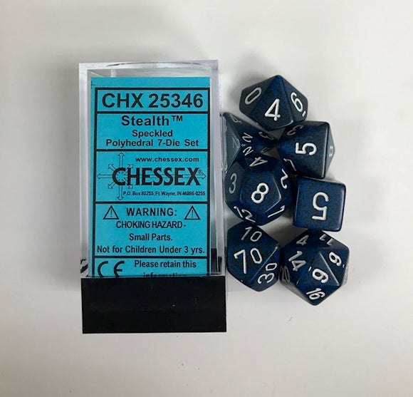 Chessex Speckled Stealth 7ct Polyhedral Set (25346) Dice Chessex   