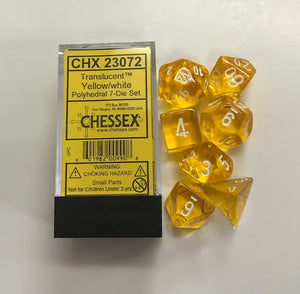 Chessex Translucent Yellow/White 7ct Polyhedral Set (23072) Home page Other   