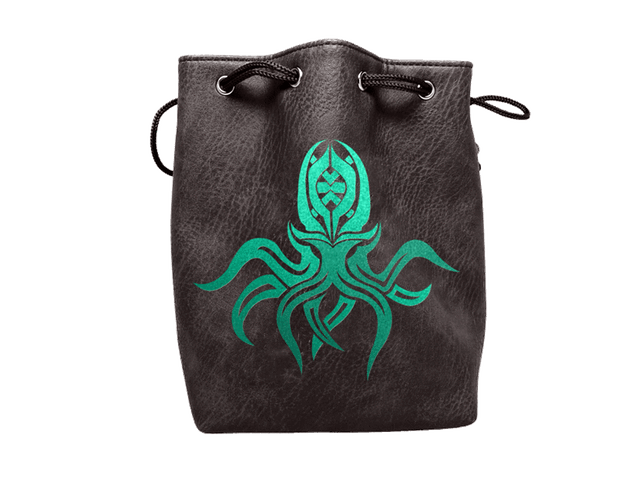 Easy Roller Black Leather Lite Cthulhu Design Self-Standing Large Dice Bag Supplies Easy Roller Dice