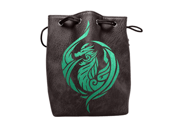Easy Roller Black Leather Lite Dragon's Breath Design Self-Standing Large Dice Bag Home page Easy Roller Dice   