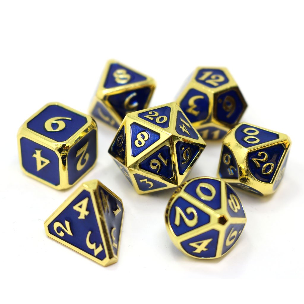 Die Hard Dice Metal Mythica Gold Sapphire Dire D20 Dice Die Hard Dice