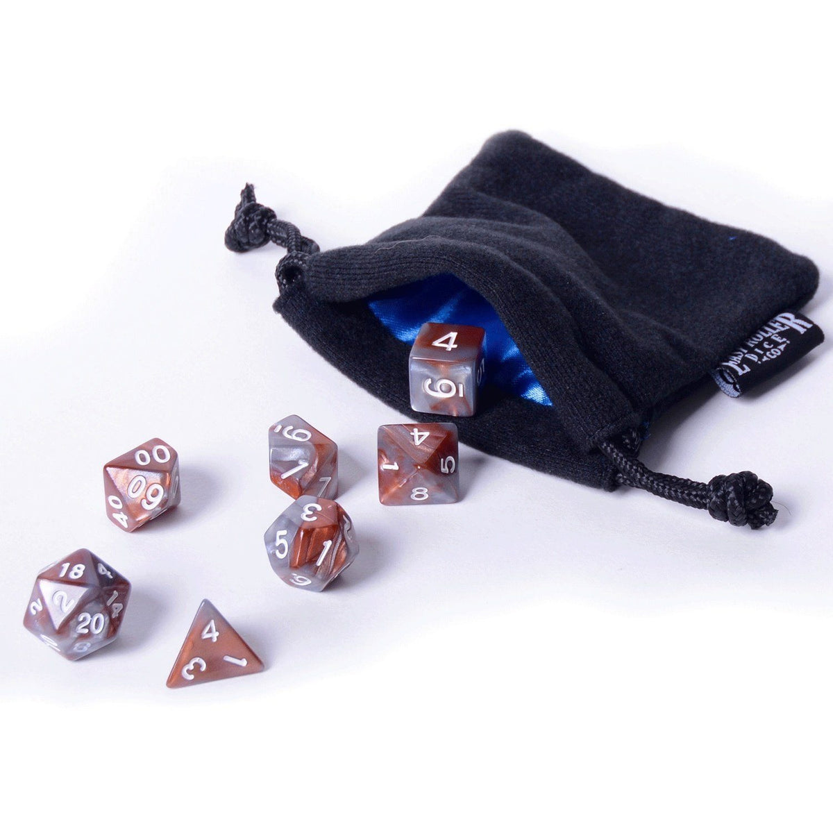 Easy Roller Quartz Swirl 7ct Polyhedral Set with Bag Dice Easy Roller Dice