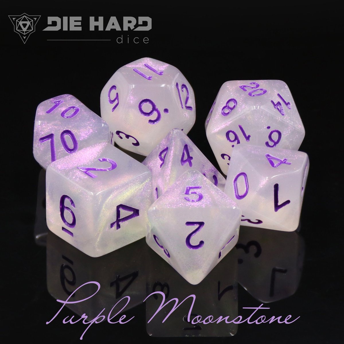 Die Hard Dice Purple Moonstone 7ct Polyhedral Set Dice Die Hard Dice