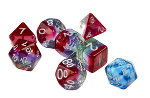 Sirius Dice Watermelon/Silver 7ct Polyhedral Set Dice Sirius Dice   