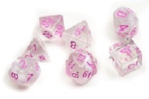 Sirius Dice White Cloud Pink 7ct Polyhedral Set Dice Sirius Dice   