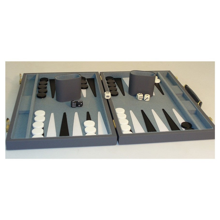 Backgammon Set: 15" with Grey Vinyl Lining Board Games Other