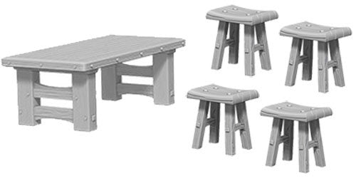 Pathfinder Deep Cuts Unpainted Miniatures: Wooden Tables & Stools Miniatures WizKids