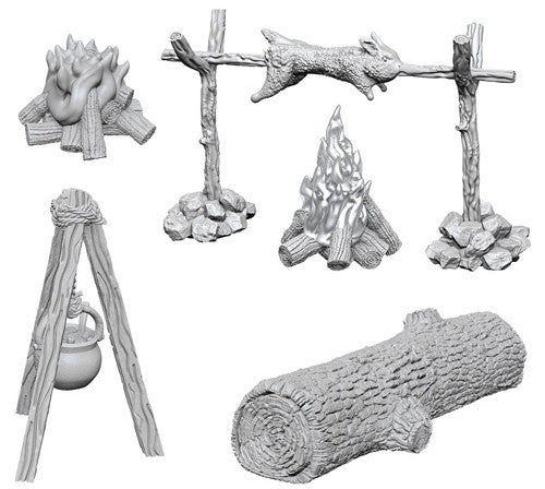 WizKids Deep Cuts Unpainted Miniatures: Camp Fire & Sitting Log (73860) Miniatures WizKids   
