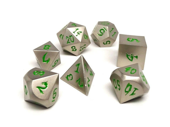 Easy Roller Metal Dice of Ancient Dragons Silver/Green 7ct Polyhedral Set Home page Other   