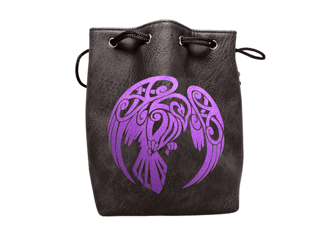 Easy Roller Black Leather Lite Raven Design Self-Standing Large Dice Bag Supplies Easy Roller Dice