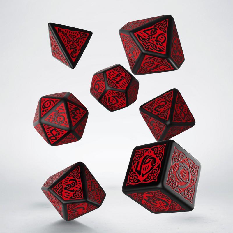 Q-Workshop Celtic 3D Black/Red 7ct Polyhedral Set Dice Q Workshop